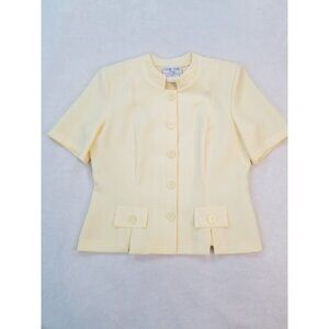 Leslie Belle Short Sleeve Jacket Career Dress Vintage Mature Cream Off White 12P